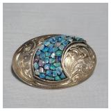 Vintage Scandia sterling silver engraved brooch