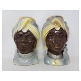 Pair of Royal Copley African head wall pocket