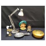Group of miscellaneous items, contemporary lamp,