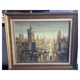 Signed mid century New York abstract cityscape