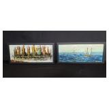 Pair of signed Reva oil paintings on board