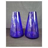 Pair of cobalt blue glass vases
