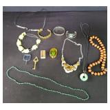 Group of costume jewelry: bracelets & necklaces