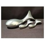 Signed Hoselton aluminum whale sculpture