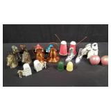 Collection of salt and pepper shakers, metal,