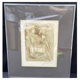 Framed pencil signed Salvador Dali lithograph on