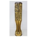 French Art Nouveau floral brass vase