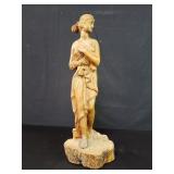 Carved wood nude sculpture