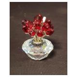 Swarovski crystal vase with red roses
