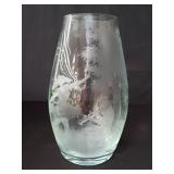 Vintage engraved glass vase