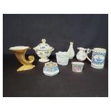 Box of miscellaneous Delft mug, porcelain vase,