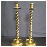 Pair of vintage brass barley twist candlesticks