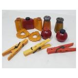 Group of vintage Bakelite salt, pepper shakers,
