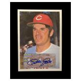 Pete Rose signed card on sticker