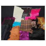Group of silk, and polyester scarves
