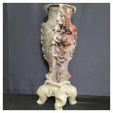 Soapstone vase with floral relief carving