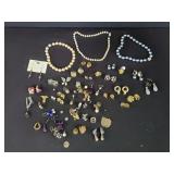 Group of costume jewelry earrings,  necklaces