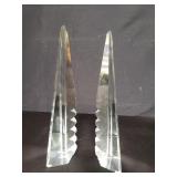Pair of crystal pagoda desk ornaments