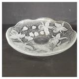 Signed crystal floral center bowl