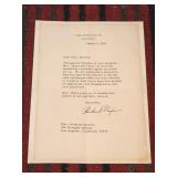 1969 Richard Nixon hand signed White House letter