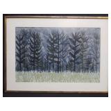 Signed painting trees scene