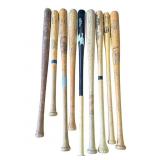 Lot of 9 wood baseball bats