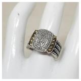 Sterling silver 18k gold and diamond ring