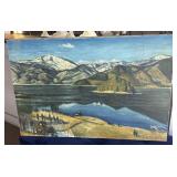 1956 Alpine lake scene painting