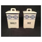 Vintage Czechoslovakian barley & rice jars