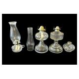 Lot of vintage glass oil lamps