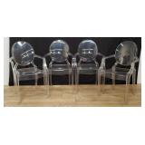 4 Kartell Louis ghost stackable arm chairs