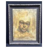 Framed signed oil on board abstract
