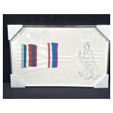 Framed pencil signed print on paper