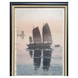 Signed Hiroshi Yoshida "Sailing Boats- Evening"