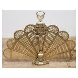 Brass peacock fire screen