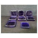 Group of cobalt blue candle holders