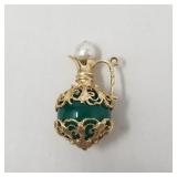 14k gold and filigree pitcher charm with pearl