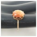 14k rose gold ring with coral