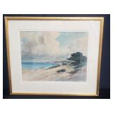 Watercolor painting in a gilt frame