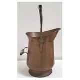 Vintage copper coal bucket with porcelain handles