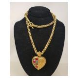 Oscar de la Renta gold tone rhinestone heart