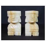 Pair of Aztec style onyx bookends