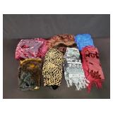 Seven rayon  and polyester scarves