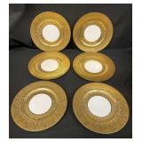 Set of 6 Hutschenreuther 24k gold-encrusted dinner