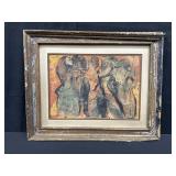 Framed colored lithograph on paper signed W.S.