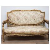 Vintage French carved gilt wood & upholstered