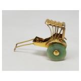 Vintage 14k gold and jadeite mini rickshaw charm