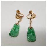 14k gold and jadeite earrings