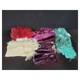 Five silk and polyester scarves