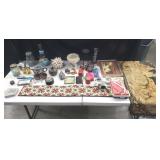 Group of miscellaneous teapot, candlesticks,